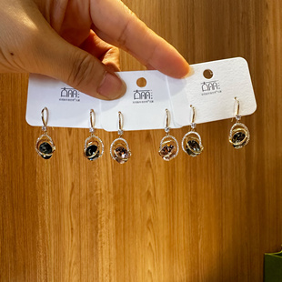 古丽温柔轻奢高级感水晶耳环新款百搭满钻耳坠气质耳扣耳饰03054