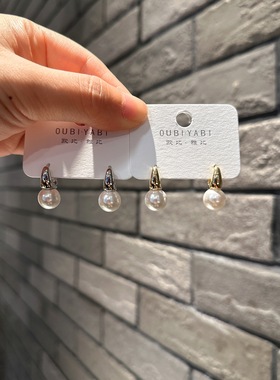 欧比雅比冷淡风高级感法式轻奢ins气质时尚仿珍珠款耳扣耳饰15405