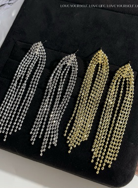 欧比雅比欧美气质金属长款链条流苏耳环独特设计感时尚耳坠52028