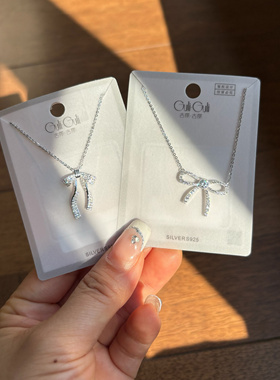 古丽古丽蝴蝶结项链气质百搭甜美简约丝带满钻锁骨链925银06925