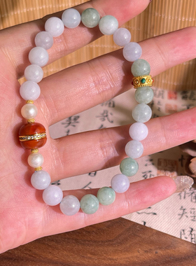 柏拉翡力S925纯银翡翠手链红玛瑙淡水珍珠高级感国风轻奢风01513