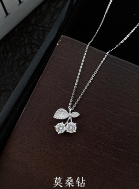 古丽古丽S925纯银莫桑石高级感锁骨链轻奢时尚百搭樱桃项链00267