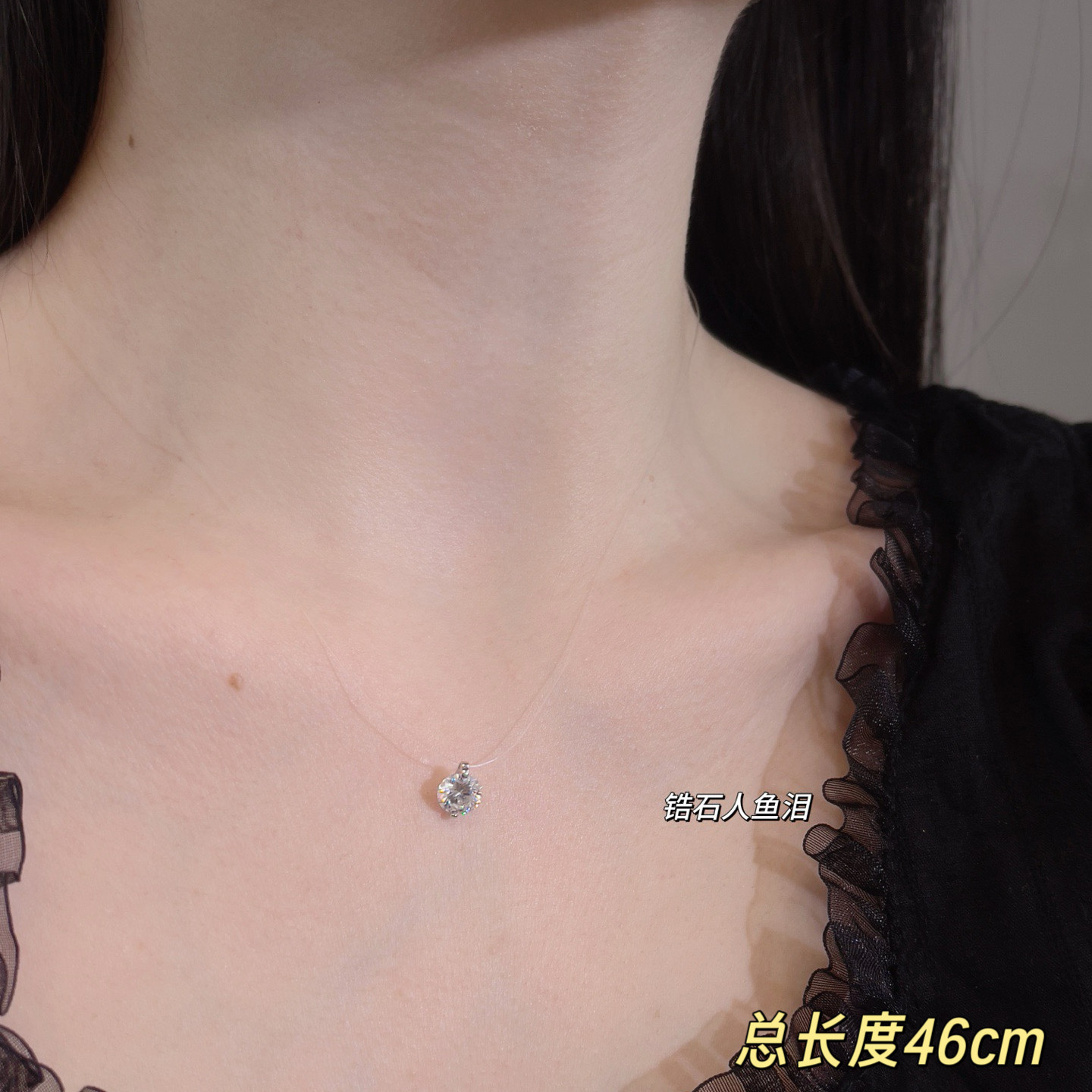 古丽古丽新款银饰人鱼之泪时尚高级感气质精致甜美复古项链08055 - 实物图