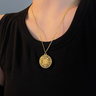 柏拉翡丽新款复古八宝罗盘项链女士小众设计感民族风百搭07468