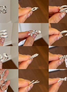 新款时尚ins时尚铜镀银高级感气质精致甜美复古戒指指环14736