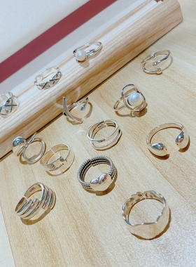 轻奢重工简约组合小众冷淡风戒指