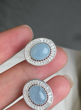 柏拉翡丽纯银新款海蓝宝耳环轻奢高级气质百搭耳钉耳饰耳坠02098