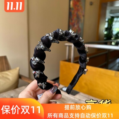赫本风精致绒布发箍压发头箍高颅顶高级感轻奢水晶气质头饰30356