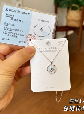 柏拉翡丽s925银项链小众设计感高级感轻奢绿松石精致锁骨链00091