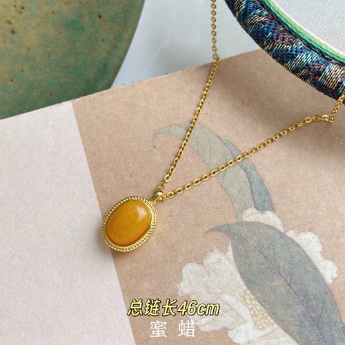 柏拉翡丽S925纯银项链轻奢小众设计高级感锁骨链蜜蜡精致00202