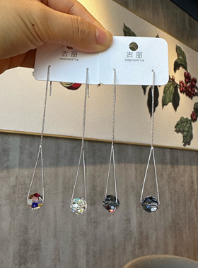 古丽高级感水晶可爱时尚温柔百搭气质通勤简约耳线耳环耳饰02193