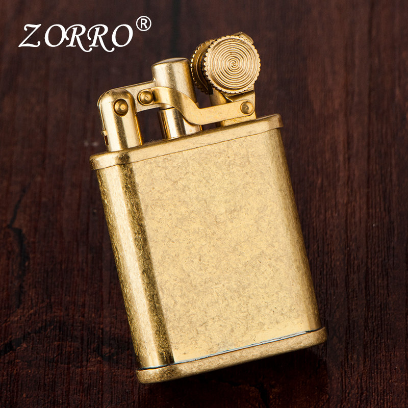 zorro佐罗一键点火煤油打火机复古创意个性老式黄铜煤油机DIY刻字