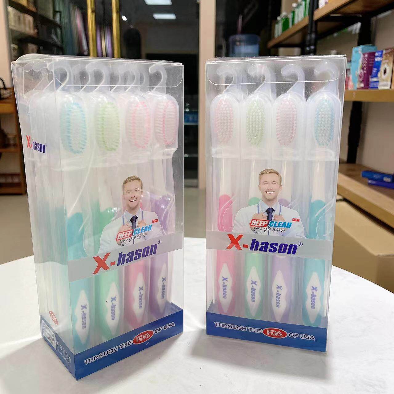 新款美国X-hason12支装成人情侣独立包装牙刷软毛高档旅行批发
