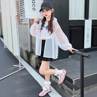 2025新款 百搭透气外套甜美可爱上衣 夏季 蕾丝花边防晒服女童时尚