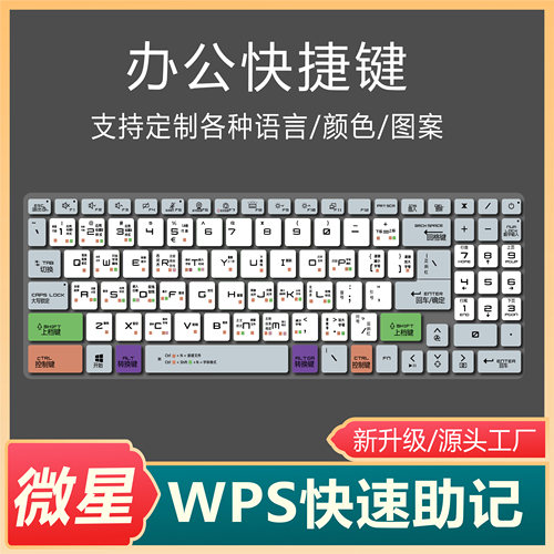 适用微星GP72MVR 17.3寸笔记本电脑键盘保护膜GE73办公快捷键WPS