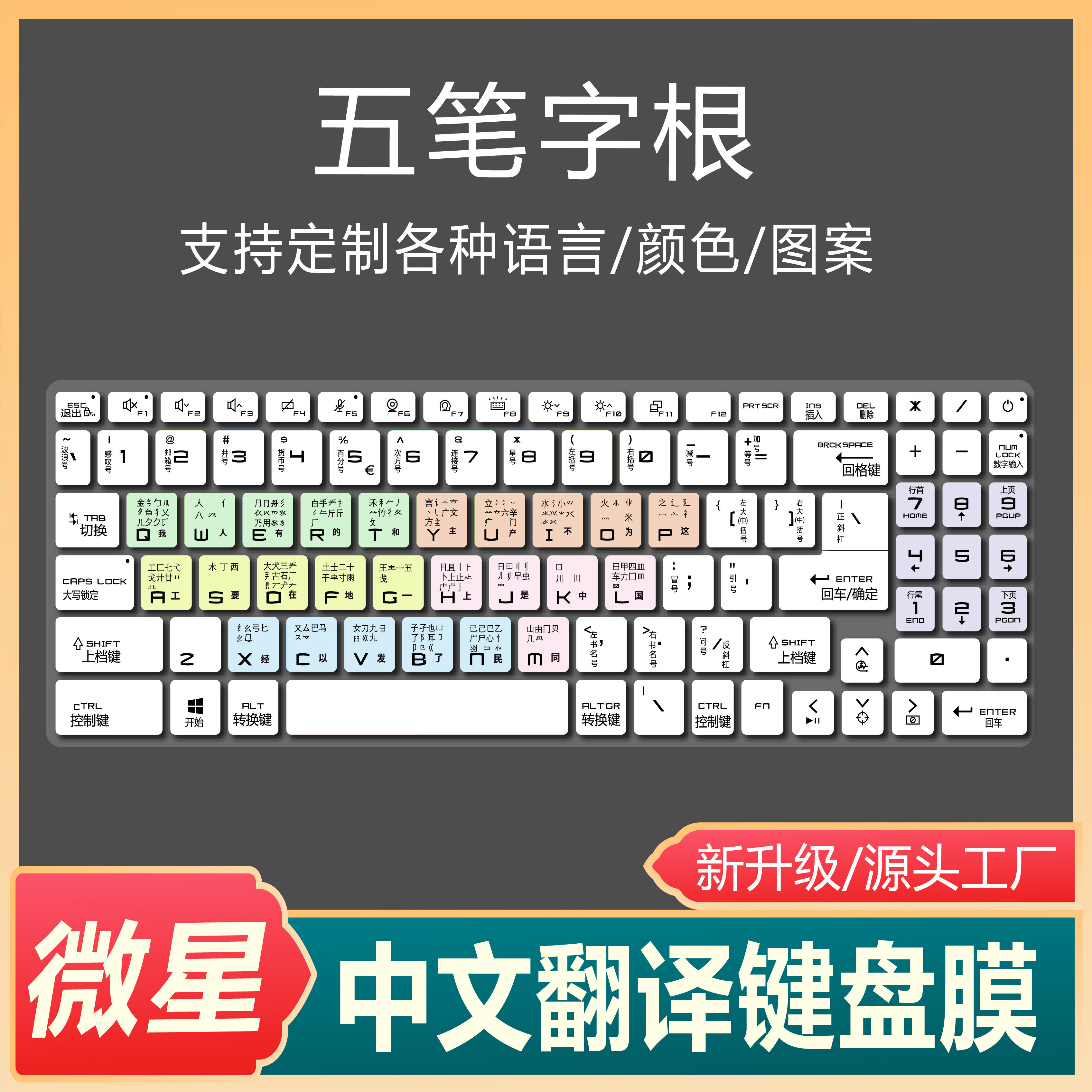 适用微星GS63VR五笔字根中文翻译15.6寸笔记本电脑键盘保护膜GE62