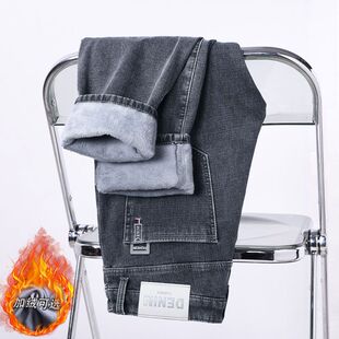 男士秋冬加绒加厚九分裤修身小直筒小个子潮流时尚百搭直脚九分裤