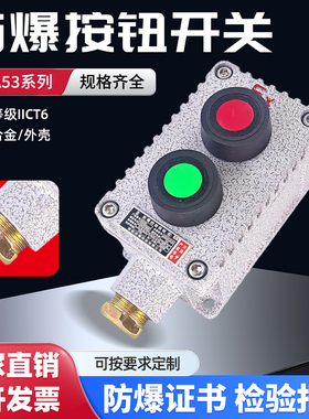 防爆控制按钮启动停止IICT6铸铝合金防腐急停自锁2/3档旋钮开关盒