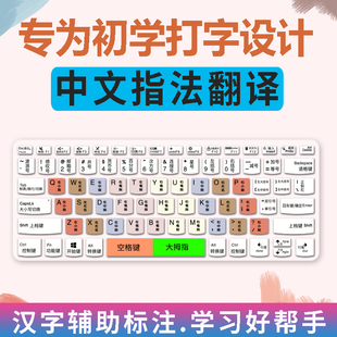 适用键盘中文版台式英文翻译按键汉字辅助手指分区打字贴拼音练习