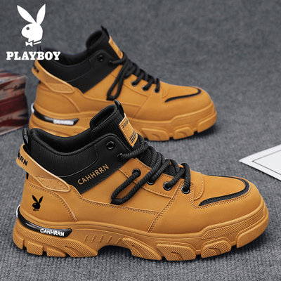 花花公子男士高帮马丁靴