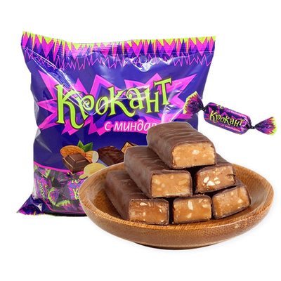 KDV巧克力味夹心糖500g紫皮糖袋装俄罗斯进口零食糖果包邮