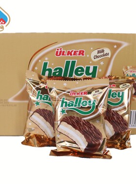 优客牌Halley哈雷棉花糖夹心巧克力派28g哈萨克斯坦进口零食ULKER