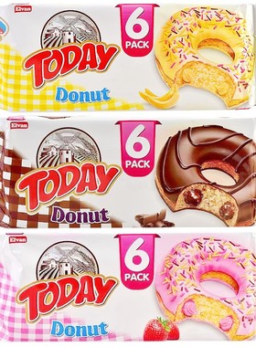 土耳其TODAY甜甜圈糕点210g含6袋草莓香蕉巧克力味Donut蛋糕面包