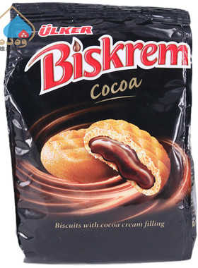 优客Biskrem可可奶油夹心饼干180g袋装哈萨克斯坦进口零食ULKER
