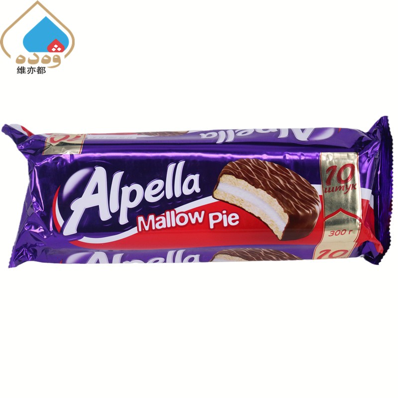 优客Alpella巧克力派280g棉花糖夹心饼干哈萨克斯坦进口零食ULKER-封面