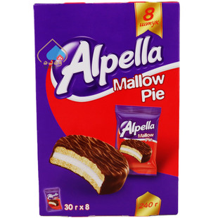 优客Alpella巧克力派224g涂层棉花糖夹心三明治饼干盒装进口ULKER