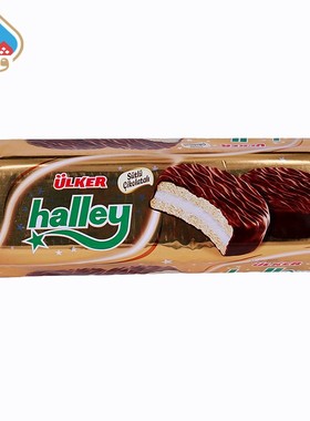 优客halley哈雷椰子味夹心巧克力派224g可可脂零食哈萨克斯坦进口