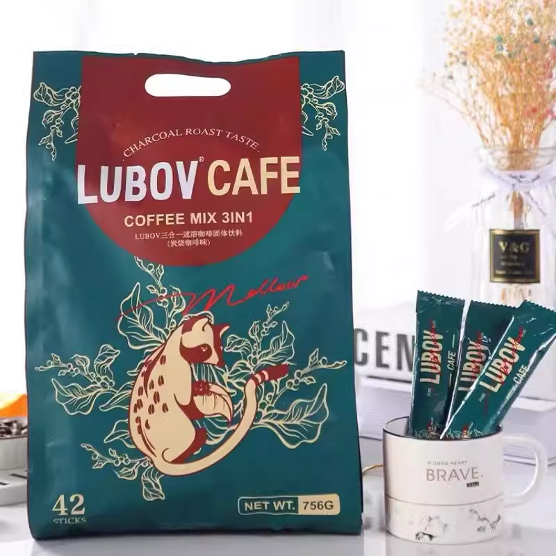 马来西亚LUBOV三合一速溶咖啡756g炭烧咖啡味42条二合一630g包邮