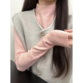 套装 叠穿小立领内搭毛衣上衣时尚 马甲女秋冬季 时髦单排扣针织开衫