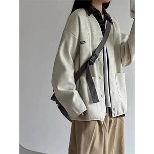 日系复古慵懒风外搭开衫上衣春秋新款大码胖妹妹高级感夹克外套女