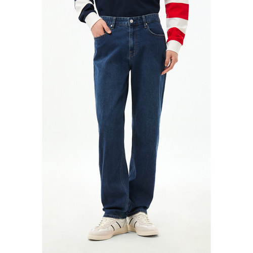 TOMMY JEANS/汤米韩国代购26春男士休闲通勤深蓝色直筒微弹牛仔裤