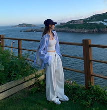 Yilann白色休闲裤女阔腿宽松2024年新款秋季季薄款高腰拖地裤