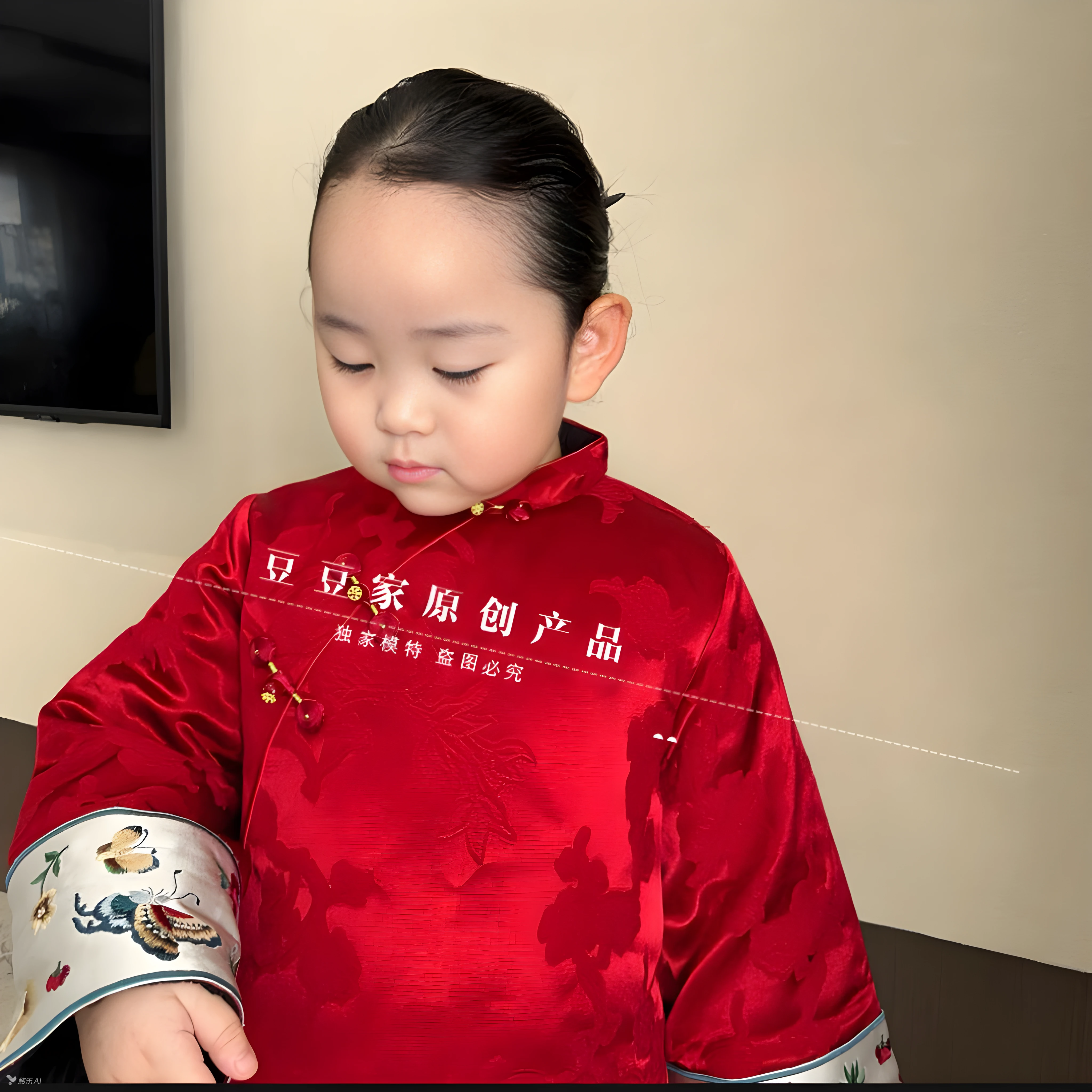 亲子款中式拜年服刺绣提花女童旗袍秋冬复古连衣裙儿童国风演出服