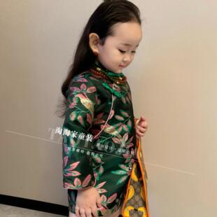 儿童旗袍秋冬加厚中式拜年服女宝小童复古喜庆夹棉棉袄旗袍裙唐装