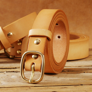 皮带铜针扣 复古休闲时尚 女款 养牛大瑕疵木子手工腰带头层牛皮男士
