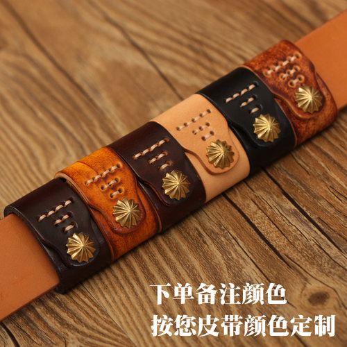 手工实心复古休闲皮带圈