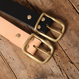 养牛木子手工腰带真头层牛皮男士 皮带铜针日字扣 复古休闲时尚