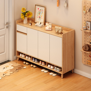 鞋柜家用门口玄关收纳柜一体靠墙2025新款简易多层入户实木鞋架子