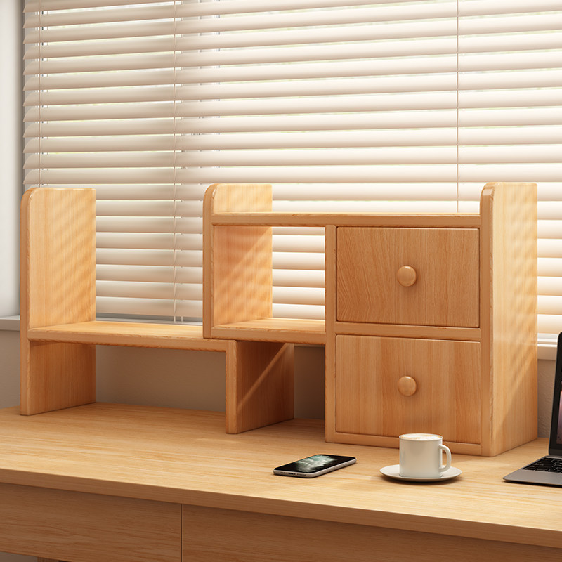 桌面置物架书架转角简易家用实木桌上小书柜靠墙办公收纳架子柜子