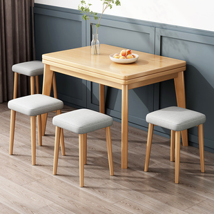 餐桌小户型可折叠桌实木腿饭桌现代简约餐厅桌子简约北欧家用方桌