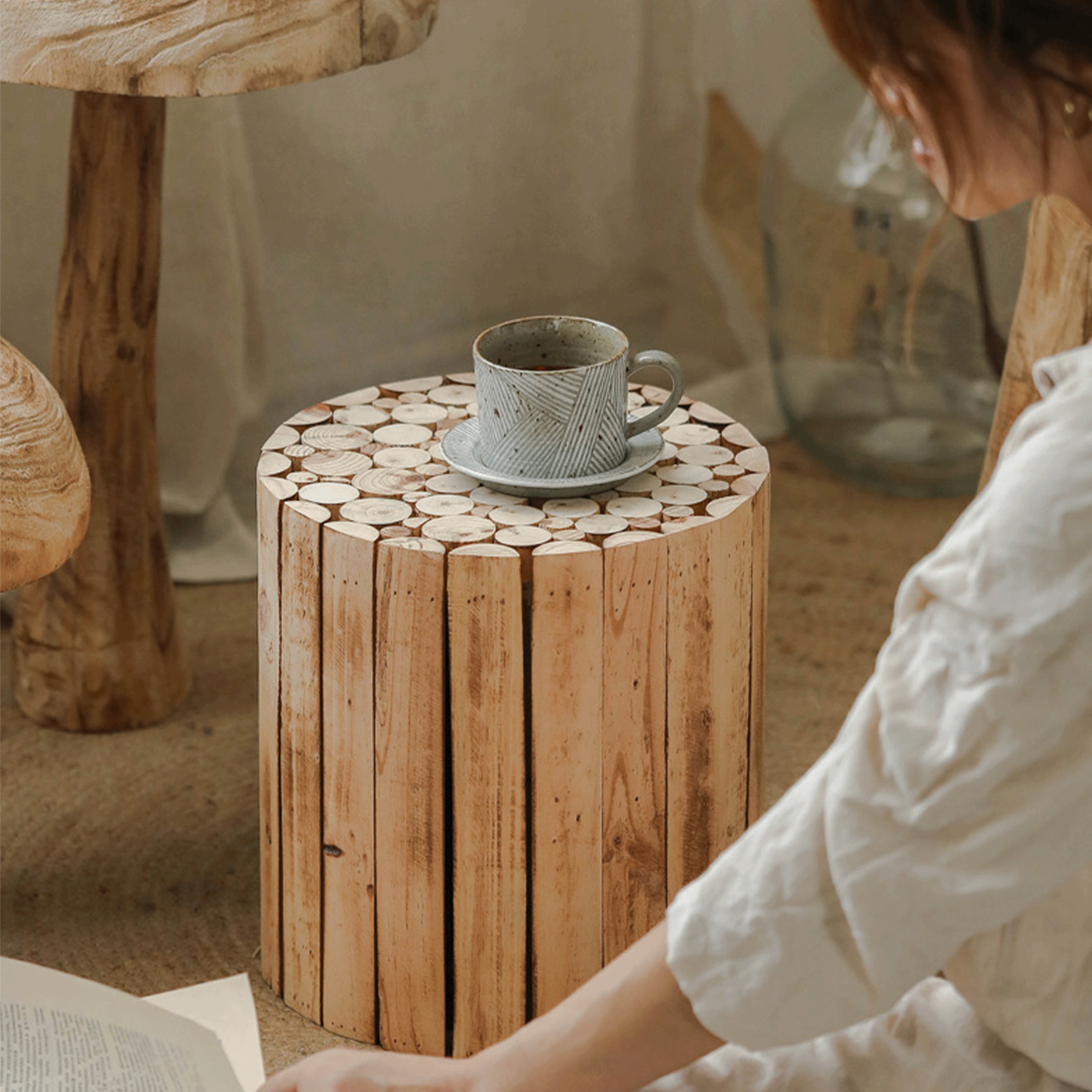 原木墩子花架户外庭院花架装饰