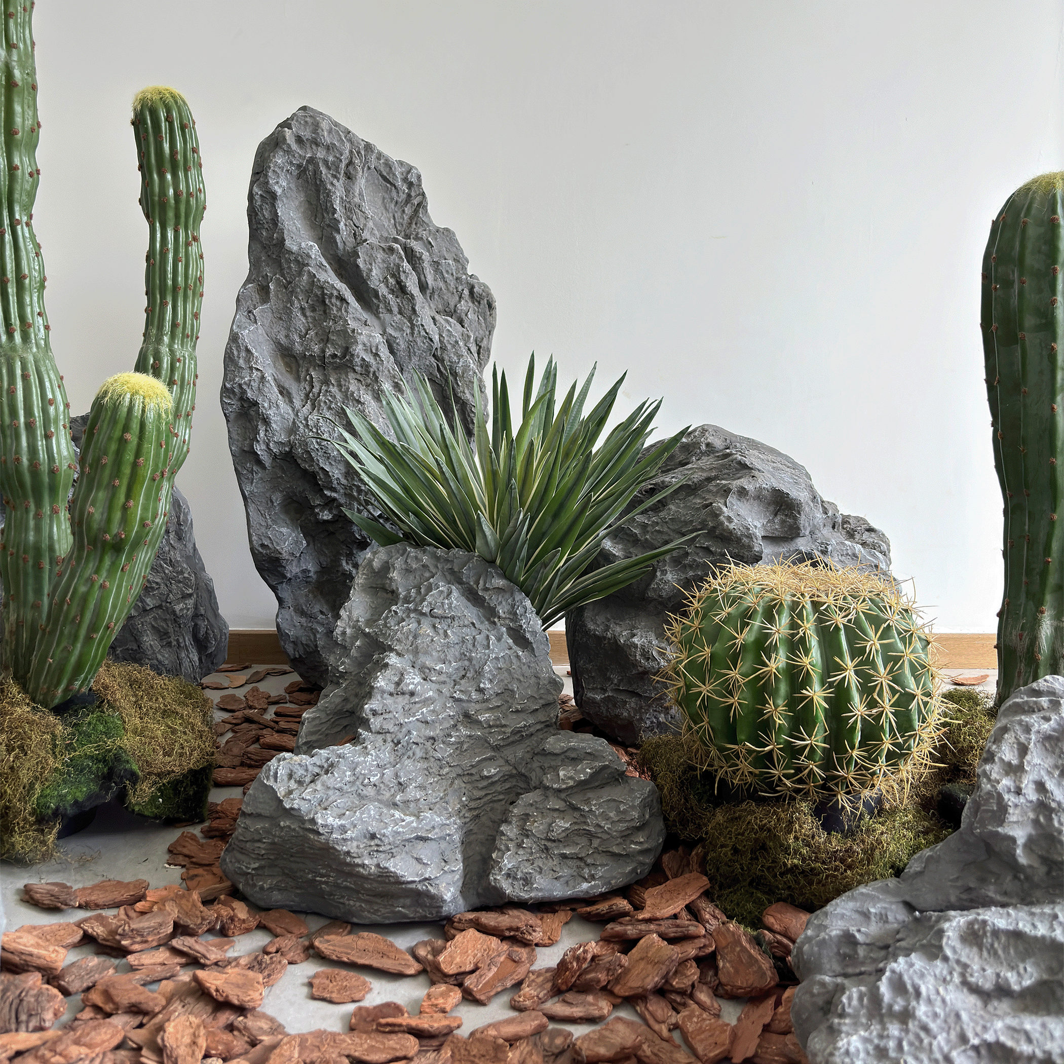 英德石仿真石软装造景玻璃钢摆件