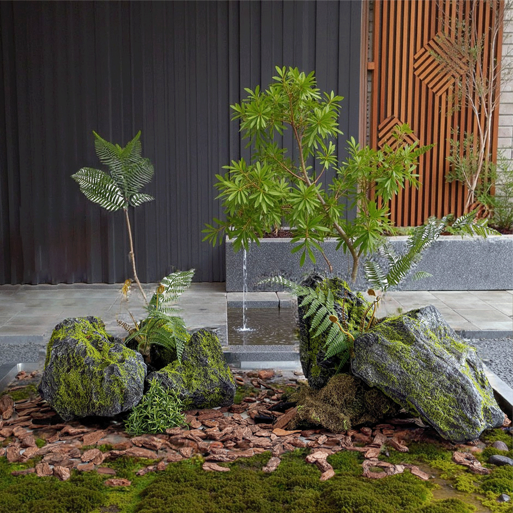 高端设计师仿真青苔石摆庭院造景