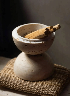 球形洞石香炉香薰装饰品民宿酒店