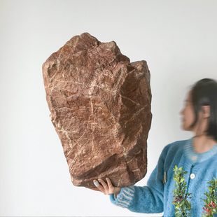 仿真PU材质赭石红石头室内样板间户外庭院沙景荒芜造景装饰搭配件