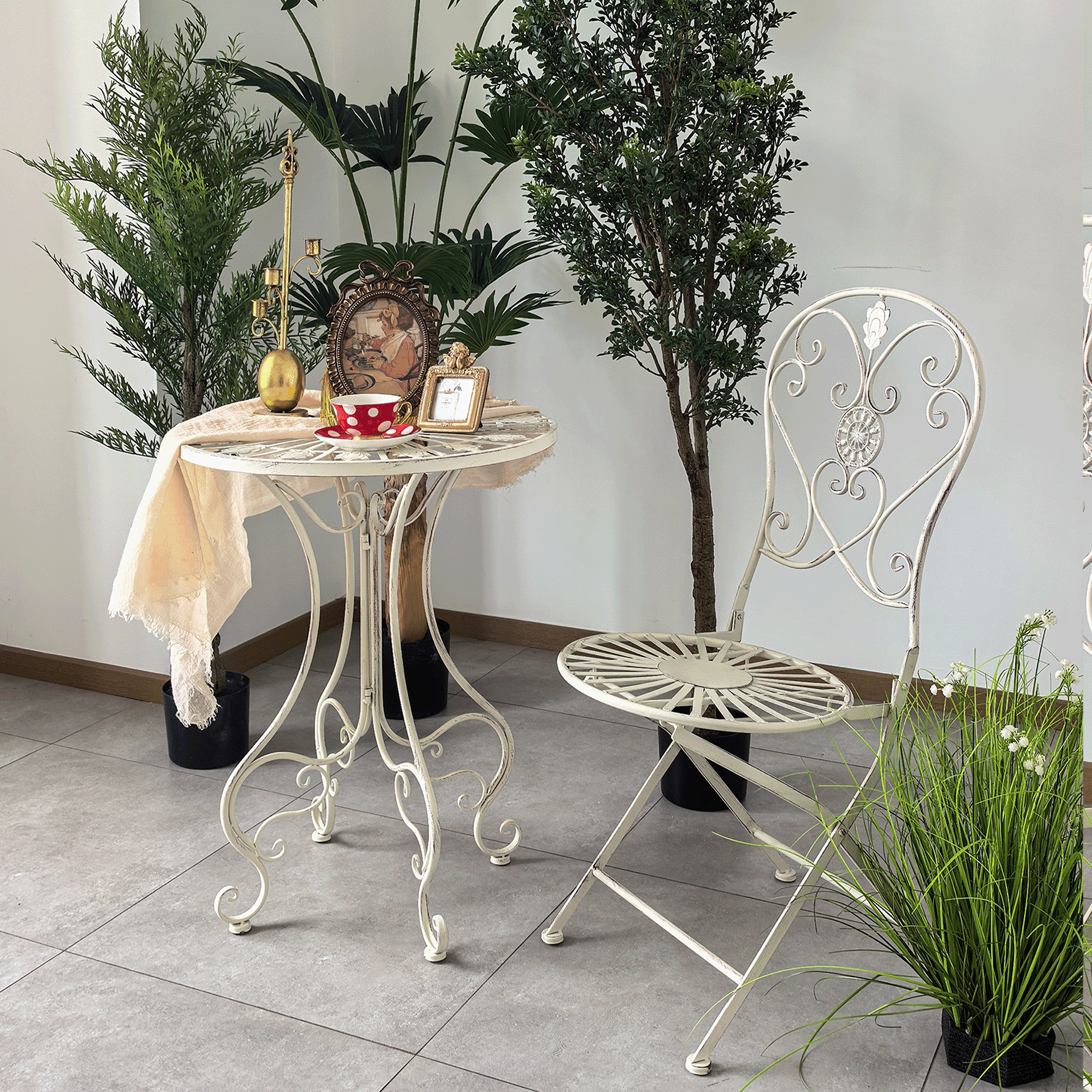 法式复古田园庭院花园桌椅装饰品